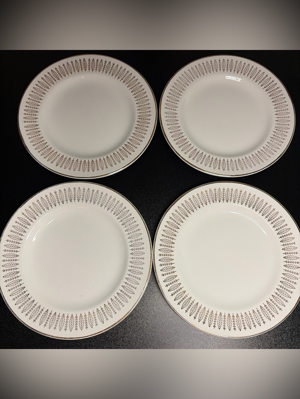 Royal Knight Staffordshire Gold Leaf Side Plates Set of 4